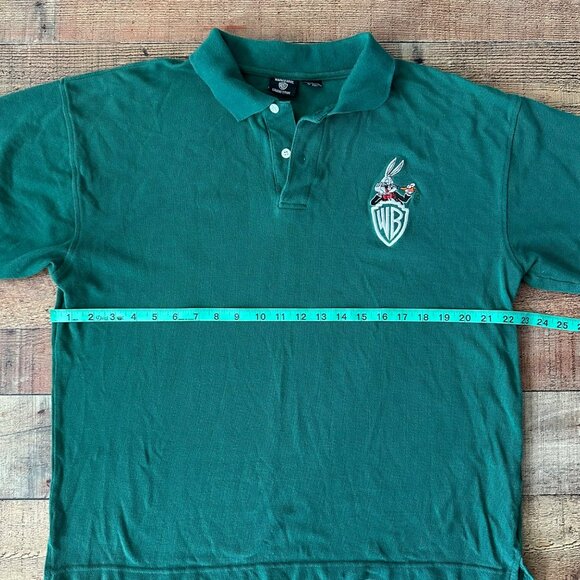 Vintage Warner Bros. Studio Store Green Polo Shirt Bugs Bunny Logo Embroidery - Picture 4 of 6